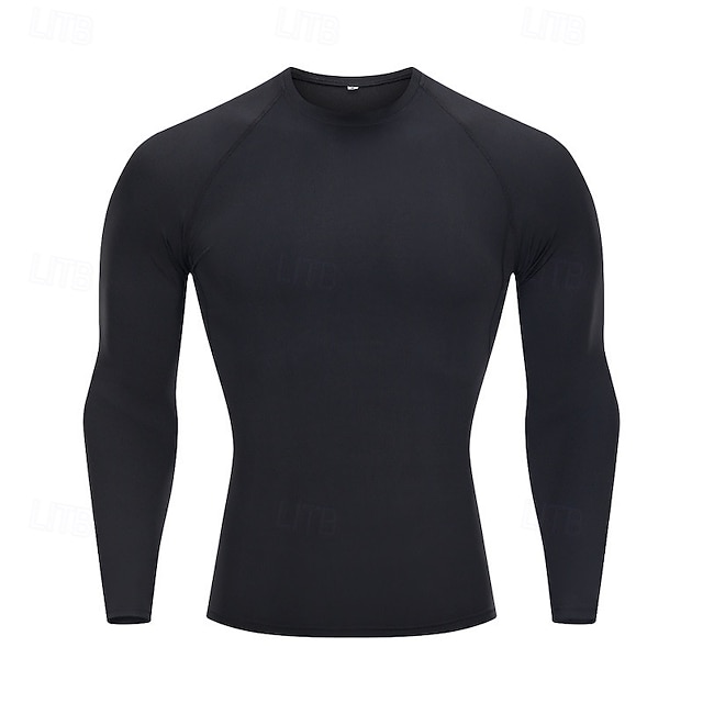  Voor heren Hardloopshirt Compressieshirt Lange mouw T-shirt Casual Sportkleding Herfst Ademend Sneldrogend Sportschooltraining Hardlopen Wandelen Sportkleding Sportkleding Effen fluorescerend groen
