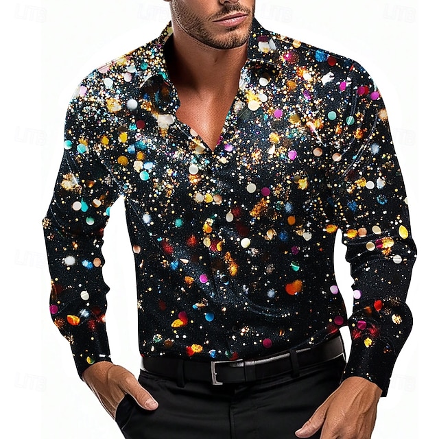 Christmas Men's Christmas Light Printed Shirts Polka Dot Ugly Fashion