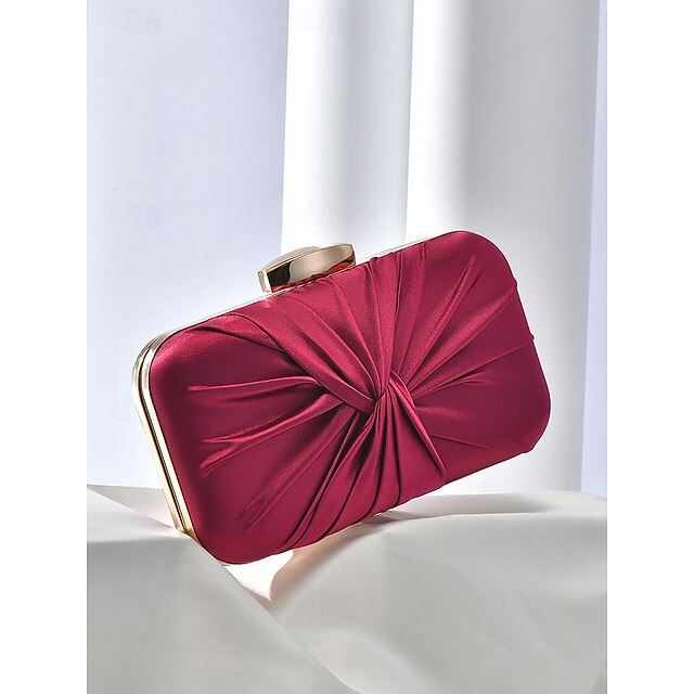  elegant satin aftenclutch til kvinder – glamourøst knudedesign med guldramme, perfekt til bryllupper, fester og formelle begivenheder