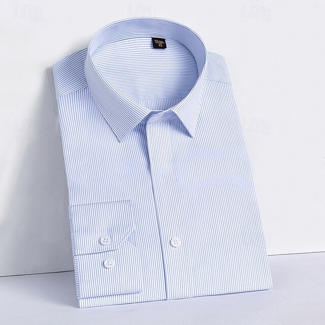 Men's Dress Shirt Button Up Shirt White Pink Blue Long Sleeve Solid