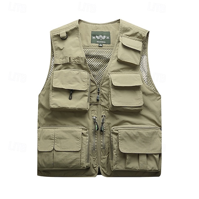  Herr Vandringsväst Vandringsfleeceväst Ärmlös Vest Utomhus Bekväm Andningsfunktion Ficka Polyester Mörkgrå Svart Gul Jakt Fiske Klättring