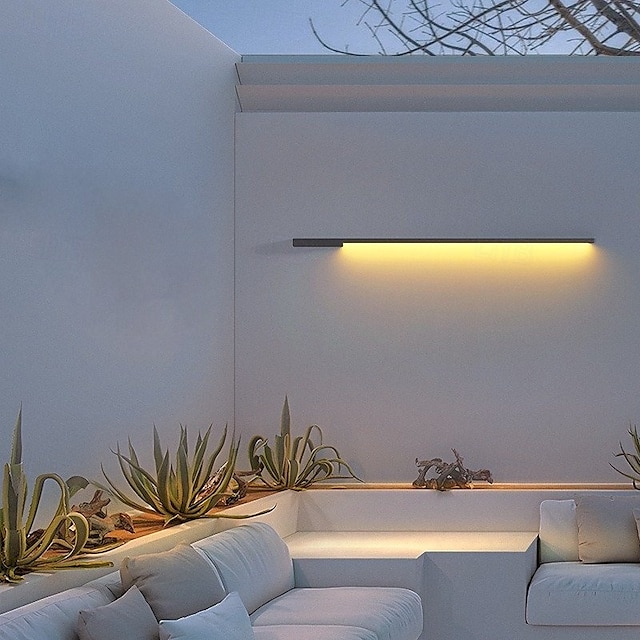  Lâmpada de parede longa externa moderna à prova d'água para jardim de villa, lâmpada de varanda, lâmpada de pátio, lâmpada de tira longa de led, 1 luz, 110-240v, 20 w