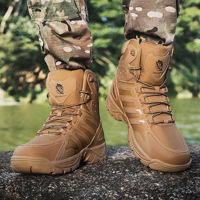 Men's Tan Outdoor Hiking Boots with Rugged Non-Slip Sole, Durable Construction, and Comfortable Fit for Outdoor Adventures 31