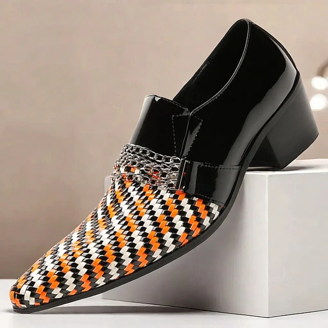 Men's Patent Leather Woven Loafers – Stylish Slip-On Dress Shoes for Parties, Stage, and Formal Events 10