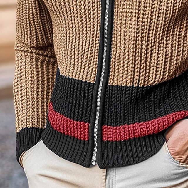 Men's Cardigan Sweater Zip Sweater Knit Sweater Chunky Knit Zipper