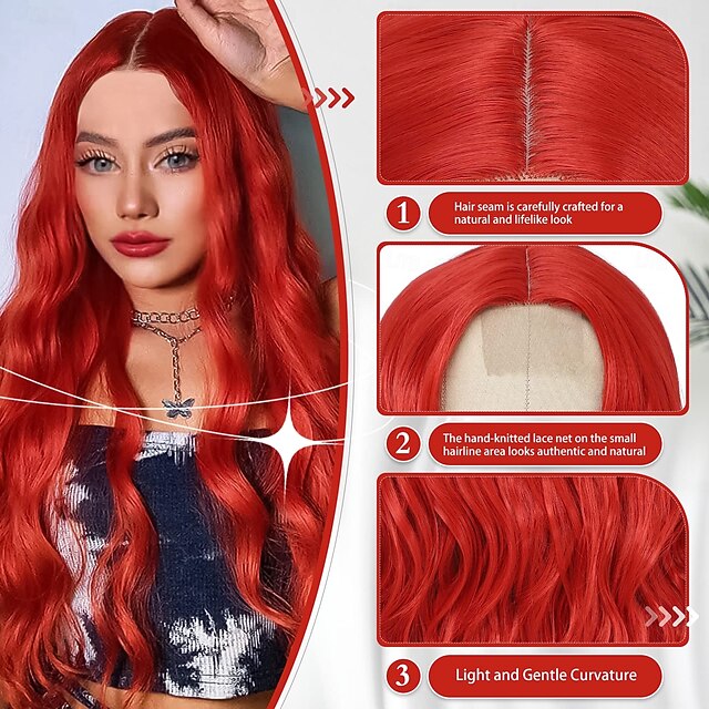 Cosplay Long Wig Middle Part Synthetic Wig Realistic Gifts Party Wigs