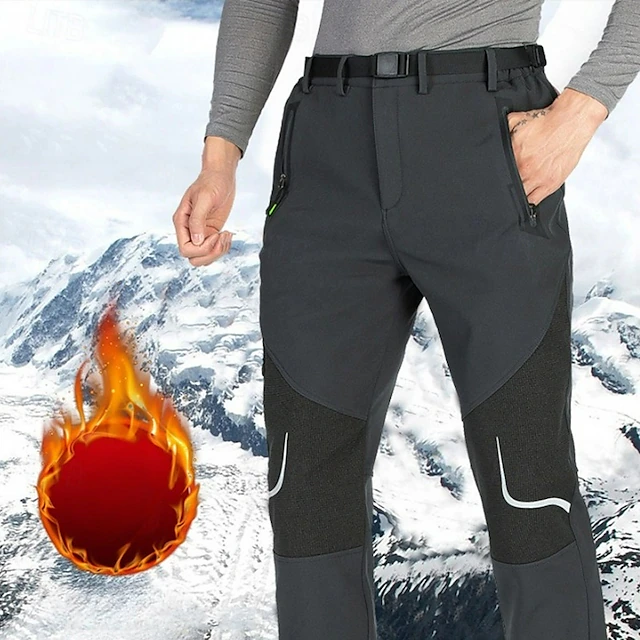 Men's Cargo Pants Fleece Pants Softshell Pants Combat Trousers Snow Pants Pocket Elastic Waist Reflective Strip Plain Waterproof Wearable Full Length Sports Outdoor Daily Classic Style Casual / Sporty 9