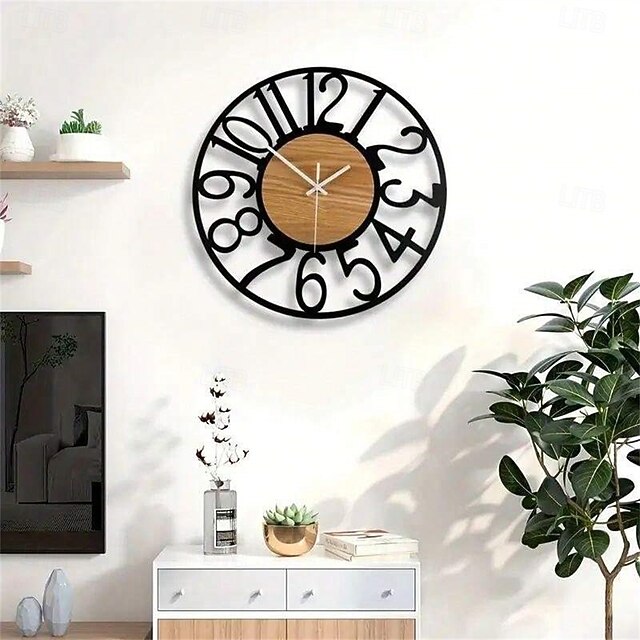 Wall Clock Art Simple Clock Outdoor Clock 16inch Iron Art Wooden Roman