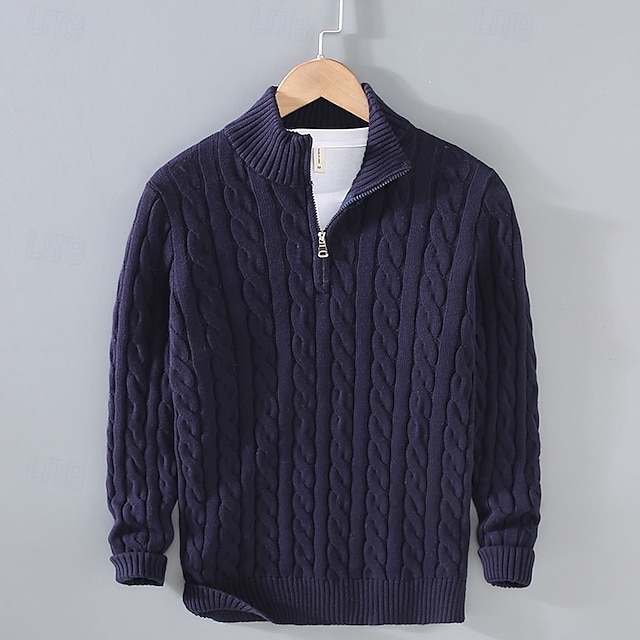  Homme Pull Pulls à quart de zip Pull en tricot Pull à col zippé A côtes Tricoter Normal Tricoté Plein Demi fermeture éclair Mode Décontractées Usage quotidien Rendez-vous Vêtement Tenue Automne hiver