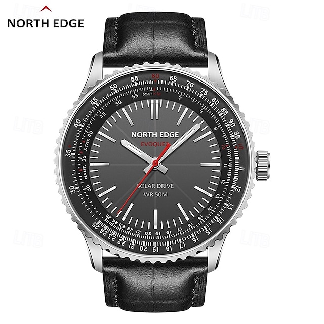  NORTH EDGE Hommes Montres à quartz Minimaliste Mode Décontractée Affaires Lumineux IMPERMÉABLE Vrai Cuir Suivre