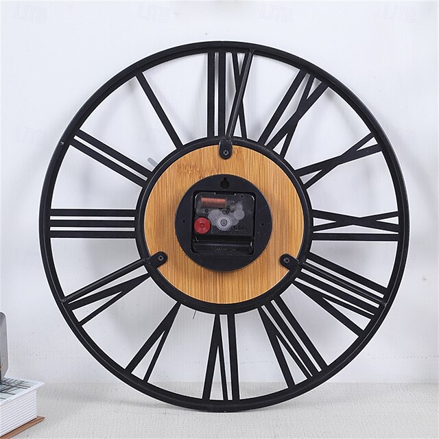 Wall Clock Art Simple Clock Outdoor Clock 16inch Iron Art Wooden Roman