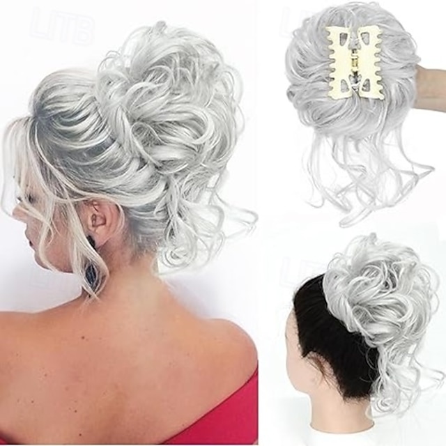  rotete bolle hårbit klo klips krøllete bølgete imitert hår bolle bust updo hair extensions scrunchie langt skjegg chignon boller hårstykker for kvinner