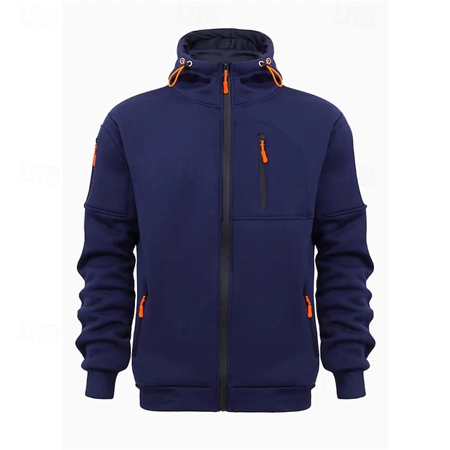 Men's Full Zip Hoodie Zip Up Hoodie Black White Wine Navy Blue Royal Blue Hooded Plain Zip Up Pocket Sports & Outdoor Daily Holiday Polyester Streetwear Basic Casual Spring & Fall Clothing Apparel 14