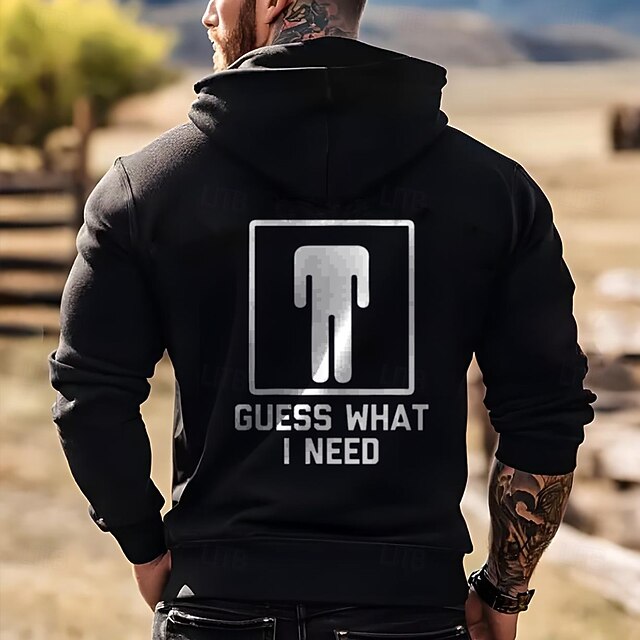 Men's Hoodie Basic Sporty Classic Hoodie Word / Phrase Black Red Blue