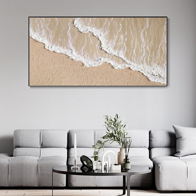 Brown beach Painting handmade Seascape Art Impasto Oil Painting on