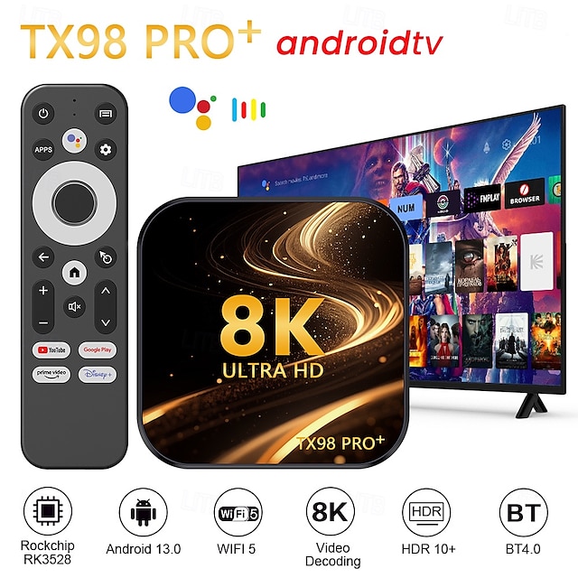  Android 12 TV-ruutu TX98 PRO Bluetooth 4.0 4K 4K 8K RK3328 4GB 64GB