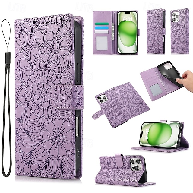  telefon Etui Til iPhone 17 Pro Max 17 Air 16 15 14 Pro Max Plus 13 12 11 Pro Max Bagcover Med stativ med håndledsstrop Kortplads Kontor / Business TPU PU Læder