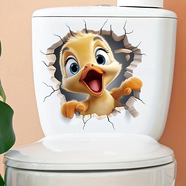 3D Cartoon Animal Duck Toilet Lid Sticker Vibrant SelfAdhesive Wall