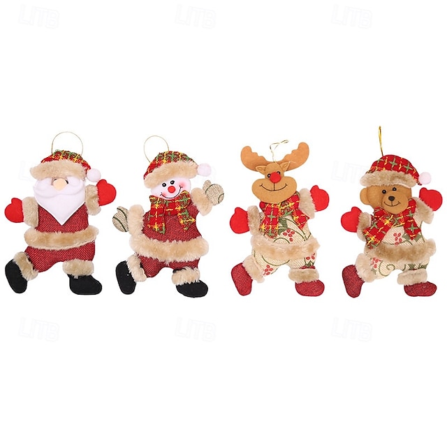 4pcs Christmas Tree Accessories Christmas Doll Dancing Old Man Snowman