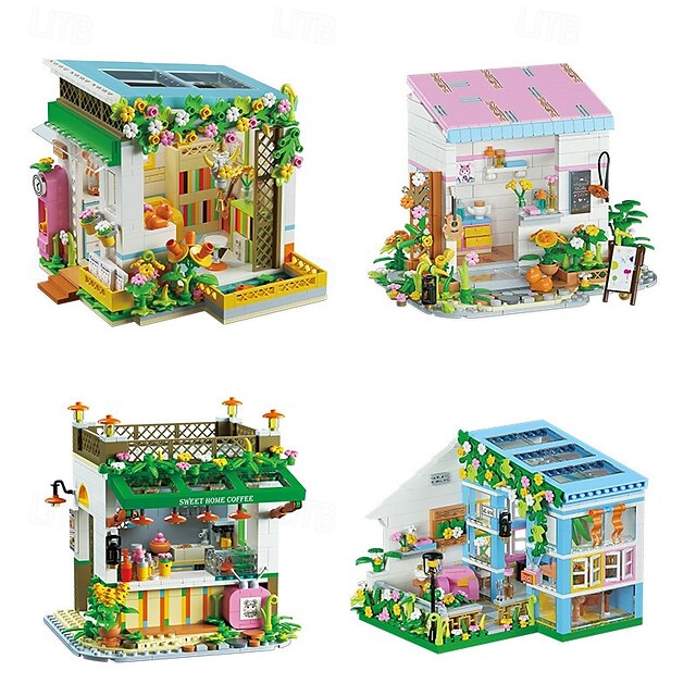  Mini City Shop Street View Building Blocks Model SetSimulation Architecture Collection Particle Construction Building Bricks ToyHome Decoration