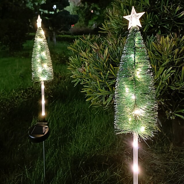 1PC Solar Christmas Tree LED Lawn Light, Outdoor Waterproof Garden