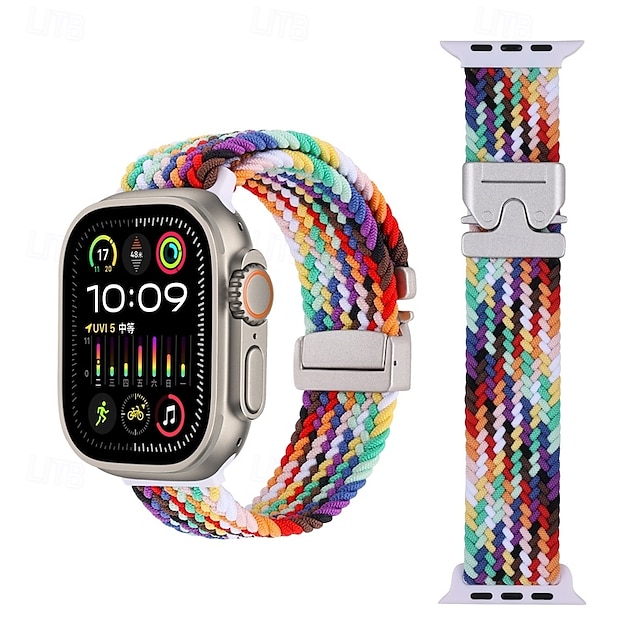  Cinturino sportivo Compatibile con Cinturino dell'Apple Watch 38mm 40mm 41mm 42mm 44mm 45mm 49mm Intrecciato Regolabili Tessuto Cinturino di ricambio per iwatch Ultra 2 Series 9 8 7 SE 6 5 4 3 2 1