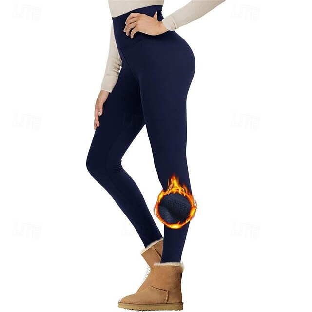  Damen Yogahose Yoga-Leggings Fleece-gefütterte Leggings Thermowarm Hohe Taille Yoga Fitnesstraining Pilates Strumpfhosen Schwarz Weiß Dunkellila Fleece Herbst Winter Sport Sportkleidung Dehnbar