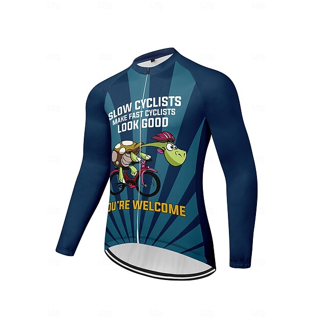 Men's Cycling Jersey Long Sleeve Bike Top with 3 Rear Pockets Mountain