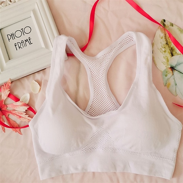  Sports Bra Hollow Mesh Back Sports Bra Fitness Yoga Vest Shockproof Yoga Bra Without Steel Ring