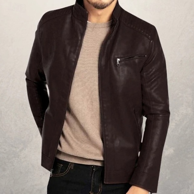 Men's Classic Blazer Faux Leather Jacket main image 1