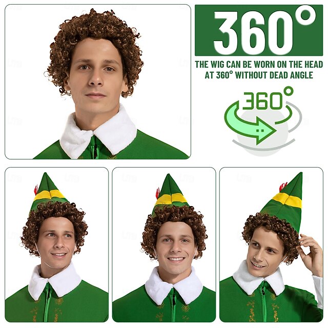 Wig Curly Wig Men Cosplay Holiday Party Costumes Brown Full Wigs for