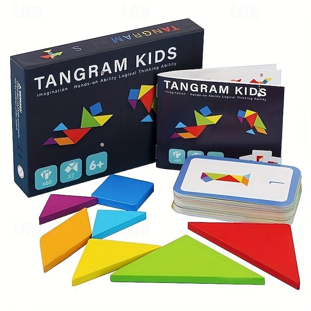  Educatieve houten legpuzzel met 60 stukjes voor kinderen die geometrie, wiskunde en meer leren - perfect cadeau voor Halloween en Kerstmis