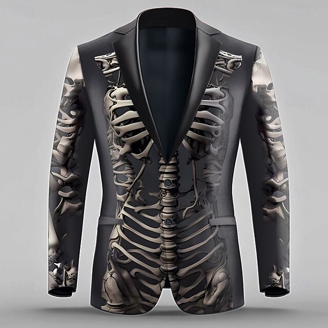 Cool Skulls Artistic Dark Men's Coat Blazer Jacket Breathable Comfortable Performance Party