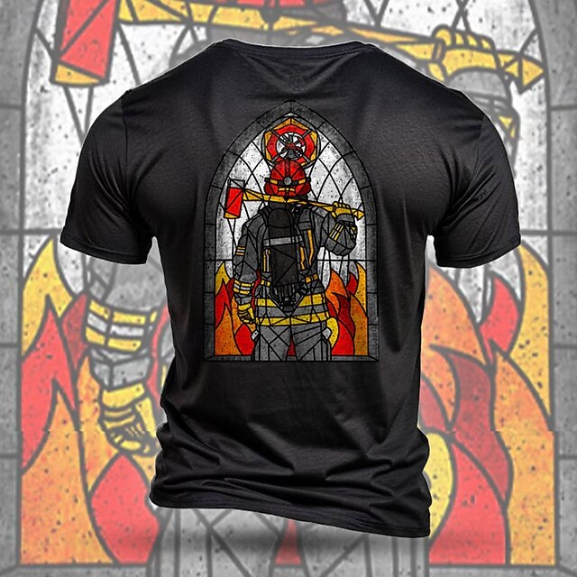 Men's Firemen T Shirt Short Sleeve T shirt 3D Print Crew Neck Shirt Fashion Athleisure Street Sports Outdoor Daily Black Summer Spring Clothing Apparel S M L XL XXL XXXL4