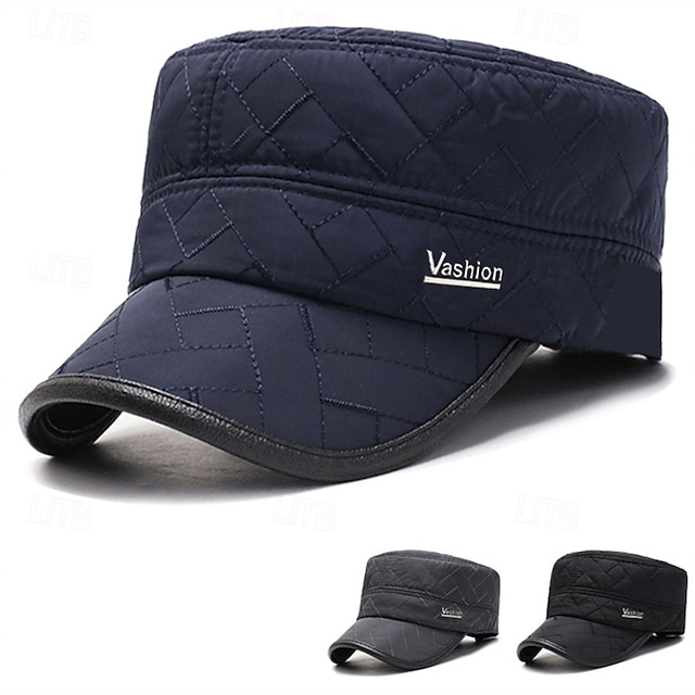  Men's Flat Cap Baseball Cap Sun Hat Black Blue Cotton Embroidered Fashion Casual Street Daily Letter Adjustable Sunscreen Breathable
