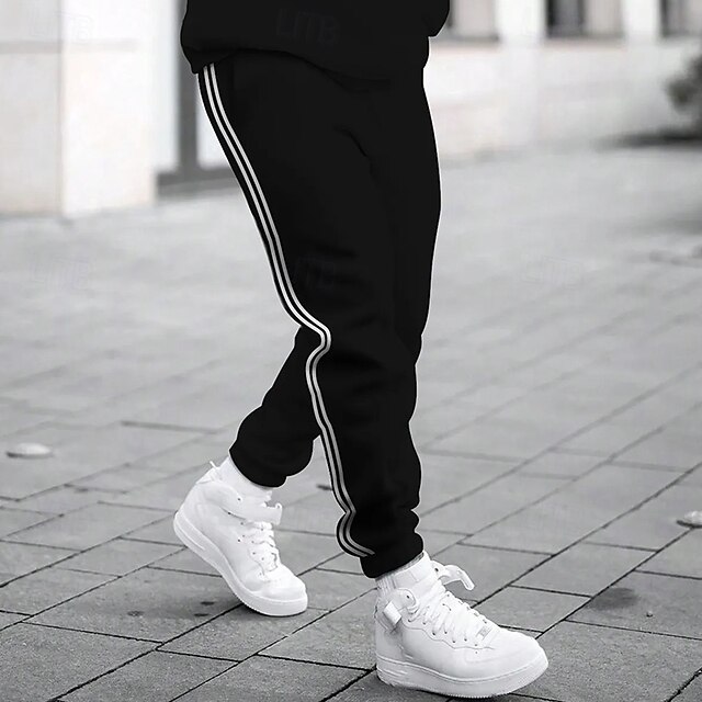 Men's Sweatpants Joggers Trousers Casual Pants Drawstring Side Stripe