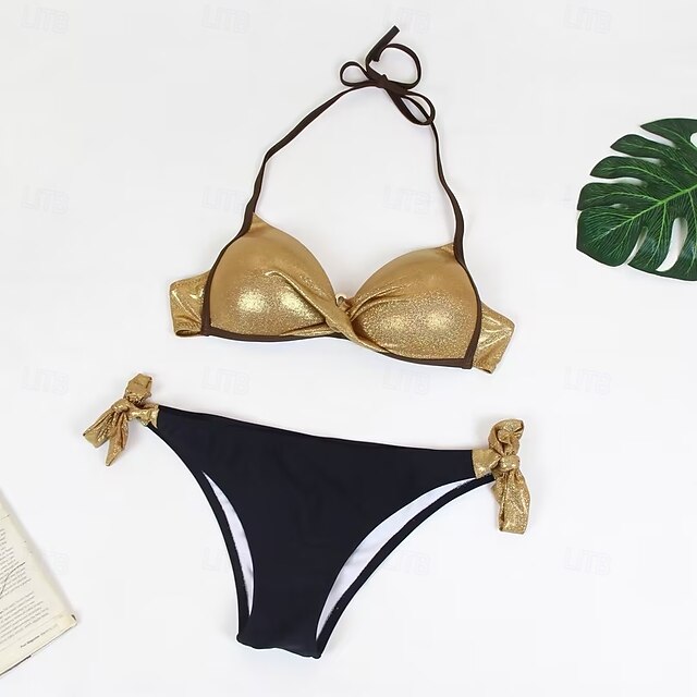 Femme Maillots de Bain Bikinis Maillot de bain Vacances Mode Couleur unie Sans Manches Maillots de bain