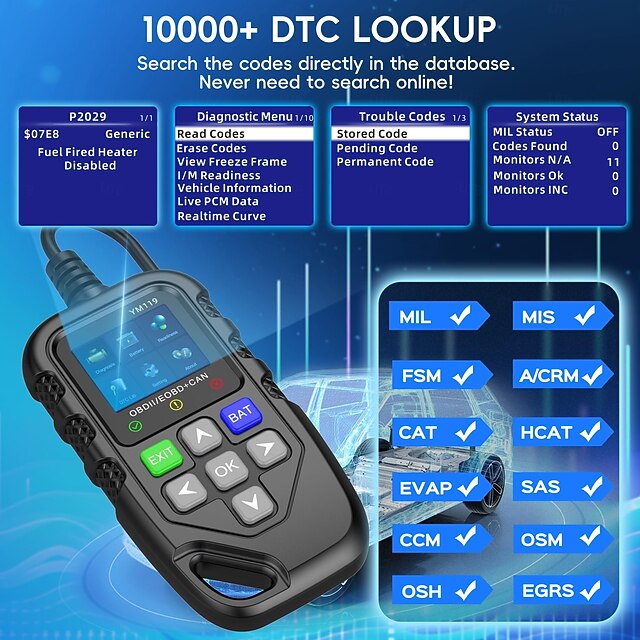OBD2 Scanner Diagnostic Tool Enhanced Check Engine Code Reader with