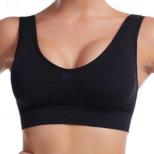  Femme Soutien Léger Soutien-Gorges de Sport Soutien-gorge Dos ouvert Brassière Rembourré Aptitude Sport de détente Fonctionnement Respirable Poids Léger Doux Rouge pastèque Noir Blanche Couleur Pleine