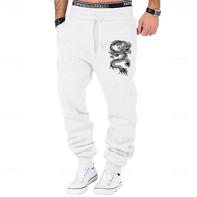  Herr Drake Joggingbyxor Joggare Byxor Medium Midja Dragsko Elastisk midja Mode Utomhus Vardag Ledigt Ficka Vår Höst Vinter 3D-tryck Svart Vit Blå