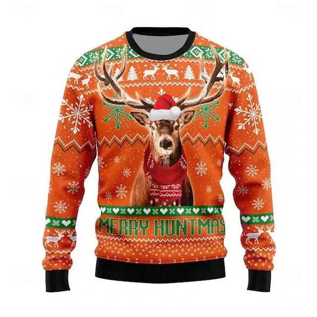 Suéter navideño feo, suéteres para hombre, suéter con ciervo, suéter ...