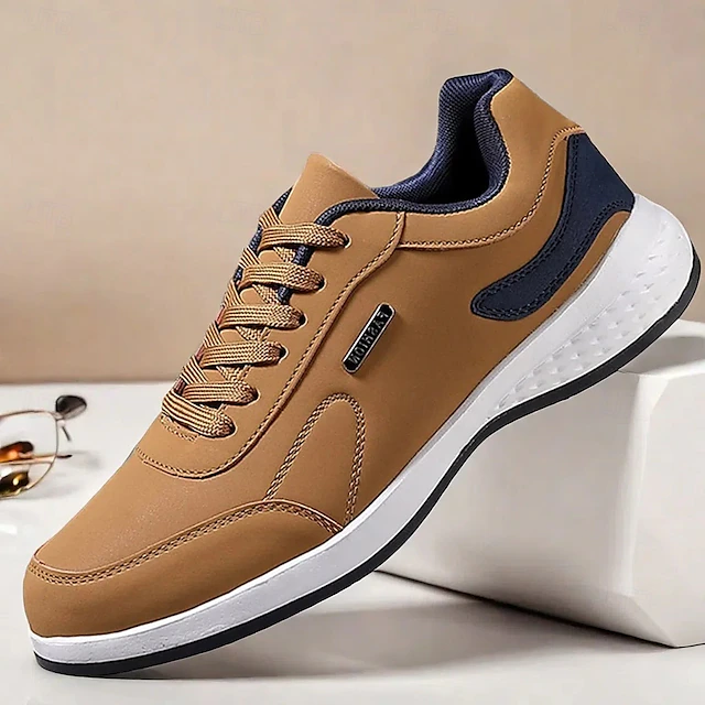 Men's Casual Tan Athletic Sneakers with Cushioned Sole and Lace-Up Design – Comfortable Everyday Walking Shoes 22