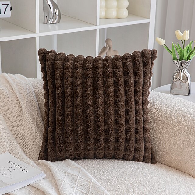  Funda de almohada decorativa de color sólido, suave felpa, 1 pieza, funda de cojín cuadrada suave, funda de almohada para dormitorio, sala de estar, sofá, sillón