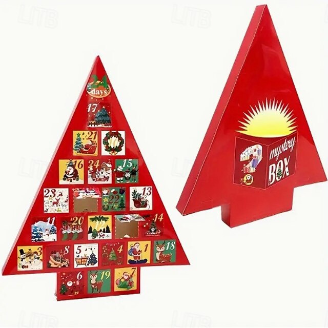 5pcs Classic Christmas Countdown Calendar Gift Box, Surprise Blind Box