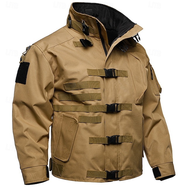  Men's Military Jacket Hiking Jacket Tactical Jacket Sports Outdoor Camping & Hiking Waterproof Windbreaker Zipper Pocket Winter Spring &  Fall Solid Color Active Sports & Outdoors Hooded Regular