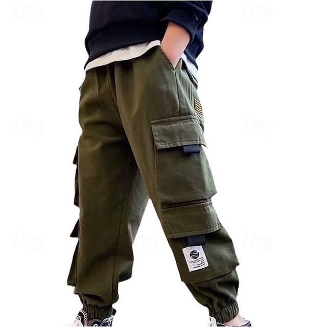  Kinderen Jongens Broek Broek Lapwerk Zak Effen Kleur Ademend Zacht Comfort Broek Buiten Dagelijks Basic Zwart Groen Middelhoge taille