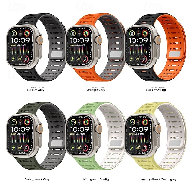  Sportszíj Kompatibilis valamivel Apple Watch óraszíj 38mm 40mm 41mm 42mm 44mm 45mm 49mm Mágneses kapocs Állítható Szilikon Csere óraszíj mert iwatch Ultra 2 Series 9 8 7 SE 6 5 4 3 2 1