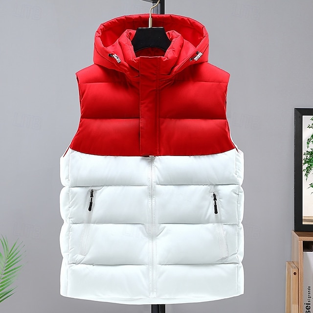  Per uomo Gilet imbottito Imbottito Gilet Gilet trapuntato Giornaliero Appuntamento Da mare Di tendenza Informale Autunno inverno Tasche Poliestere Tenere al caldo Comodo Tinta unica Cerniera Con