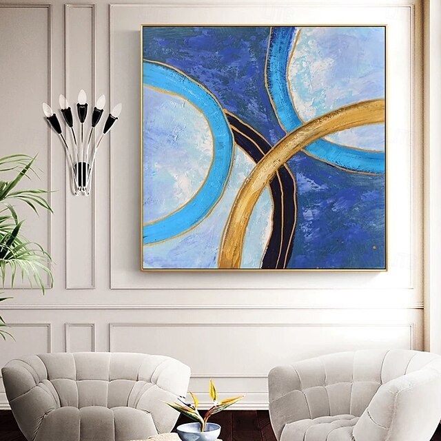 Abstract painting Handmade Modern Blue pattle knife oil painting Hand