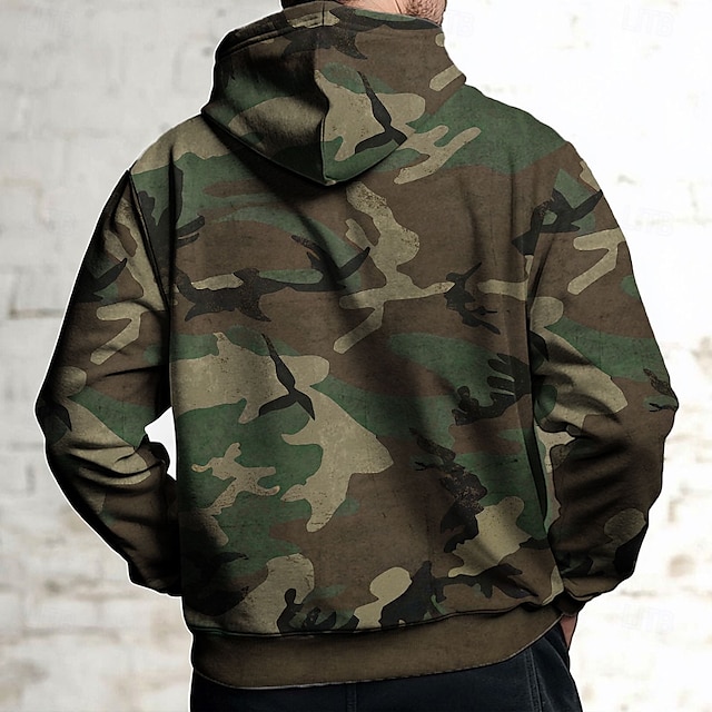Gray Camouflage Woodland Print Oversized Sporty Hoodie main image 0